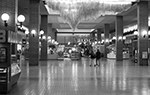 Glass sculpture hanging inside mall 1977